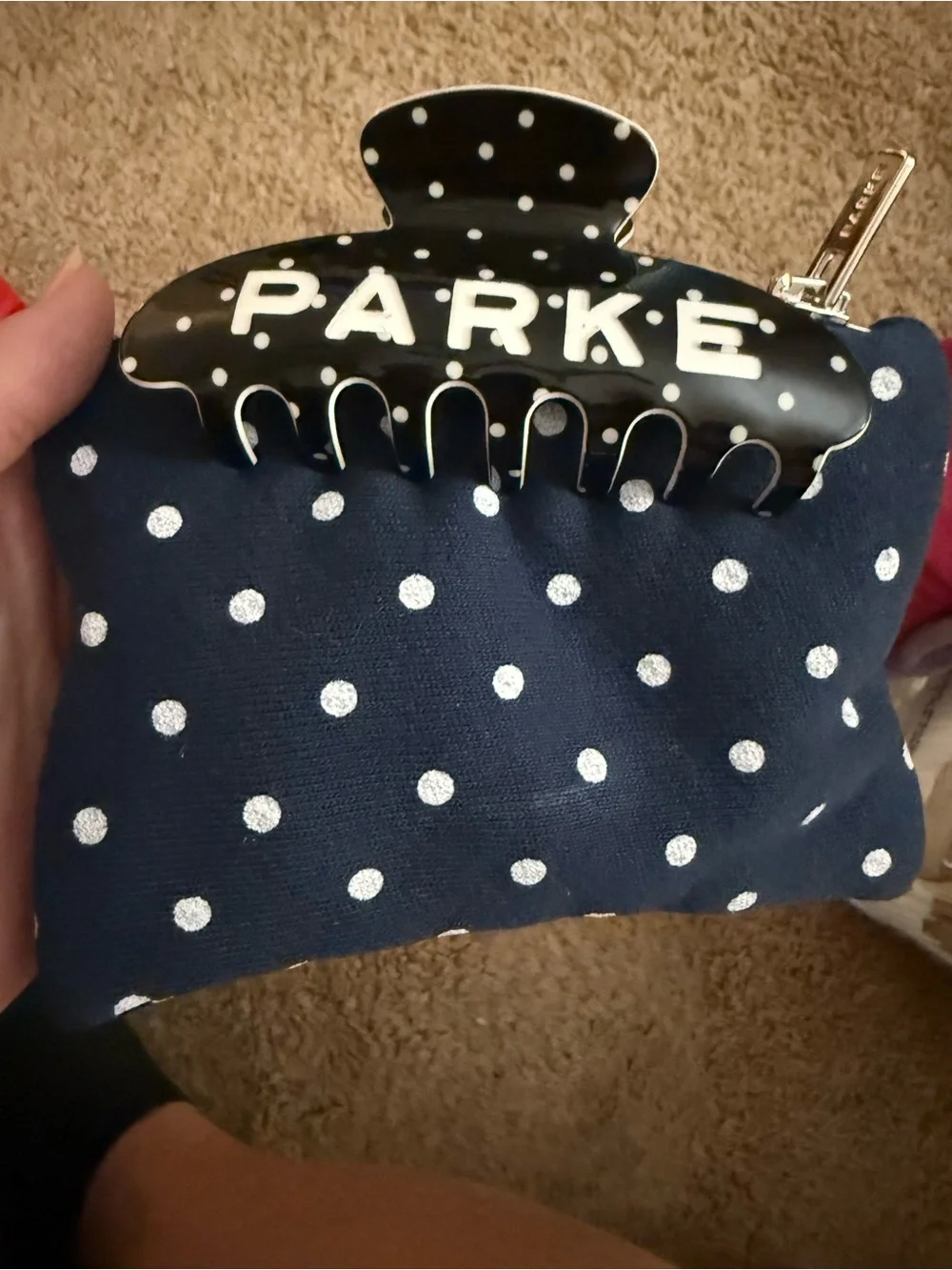PARKER Navy Polka Dot Hair Claw Clip